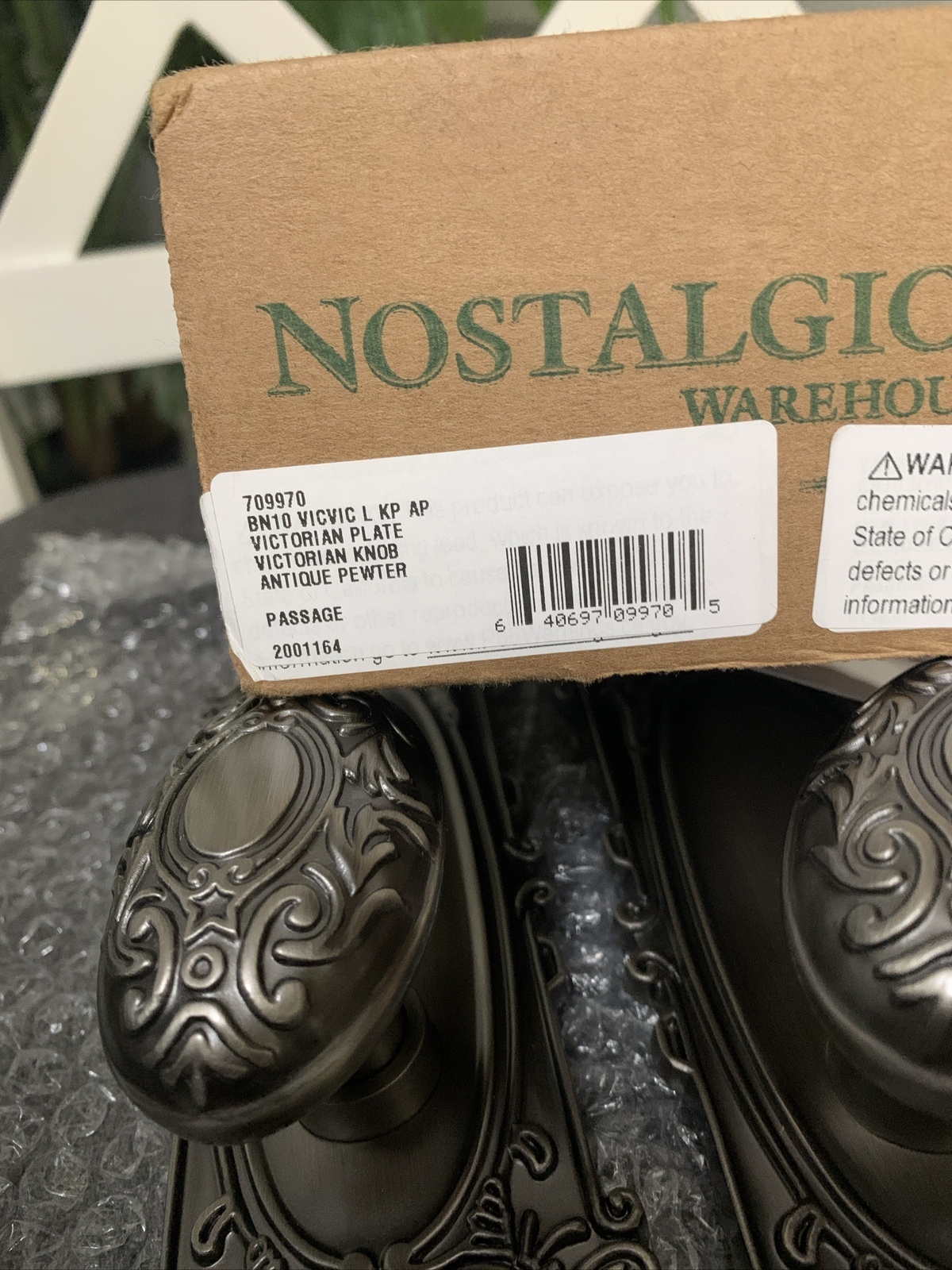 Nostalgic Warehouse Victorian Plate with Knob, Passage - 2.75", Antique Pewter