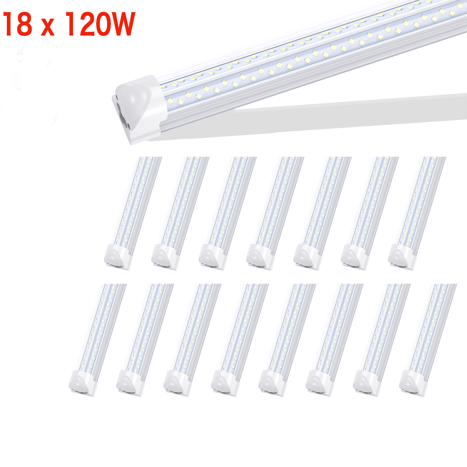 18 Pack Led Shop Light Fixture T8 Integrated 8 foot Led Tube Light 8ft Warehouse
