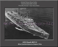 USS Ozark MCS 2 Personalized Canvas Ship Photo Print Navy Veteran Gift