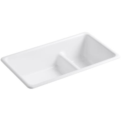 #ad New Kohler K 6625 0 Iron Tones 33 Undermount Smart Divide Double Basin Enamele $825.38