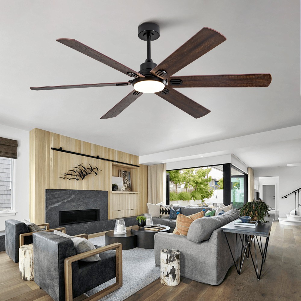 60'' Indoor Outdoor Ceiling Fan with Dimmable LED Light Dual Finish