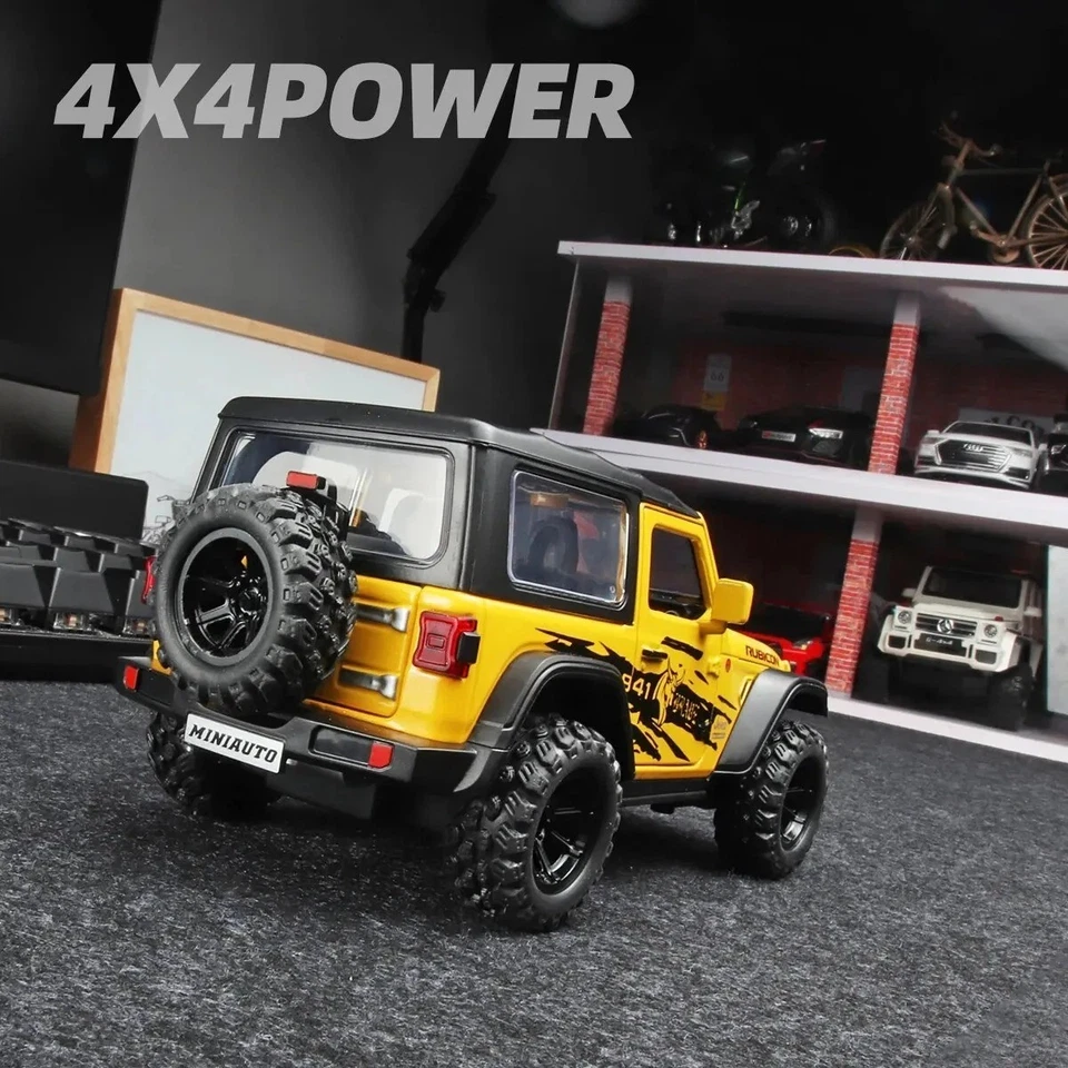 1:32 Jeep Wrangler Rubicon Diecast Alloy Model - Sound Light Pull‑Back Door Open - Image 4 of 4