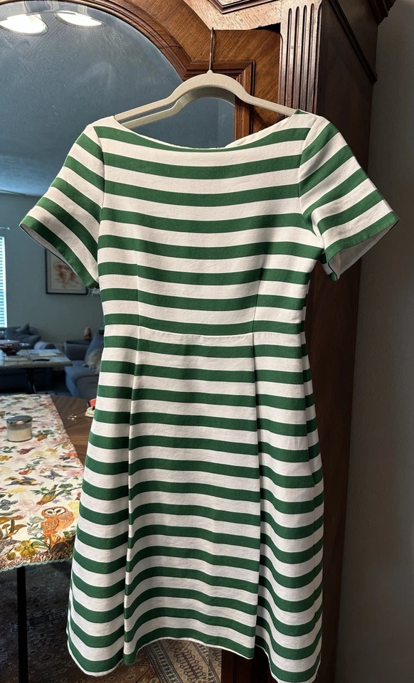 Vestido JackieO Kate Spade Rayas Verde y Blanco Talla 8 (se ajusta como 4) Nuevo sin Etiquetas Foto 4 de 4