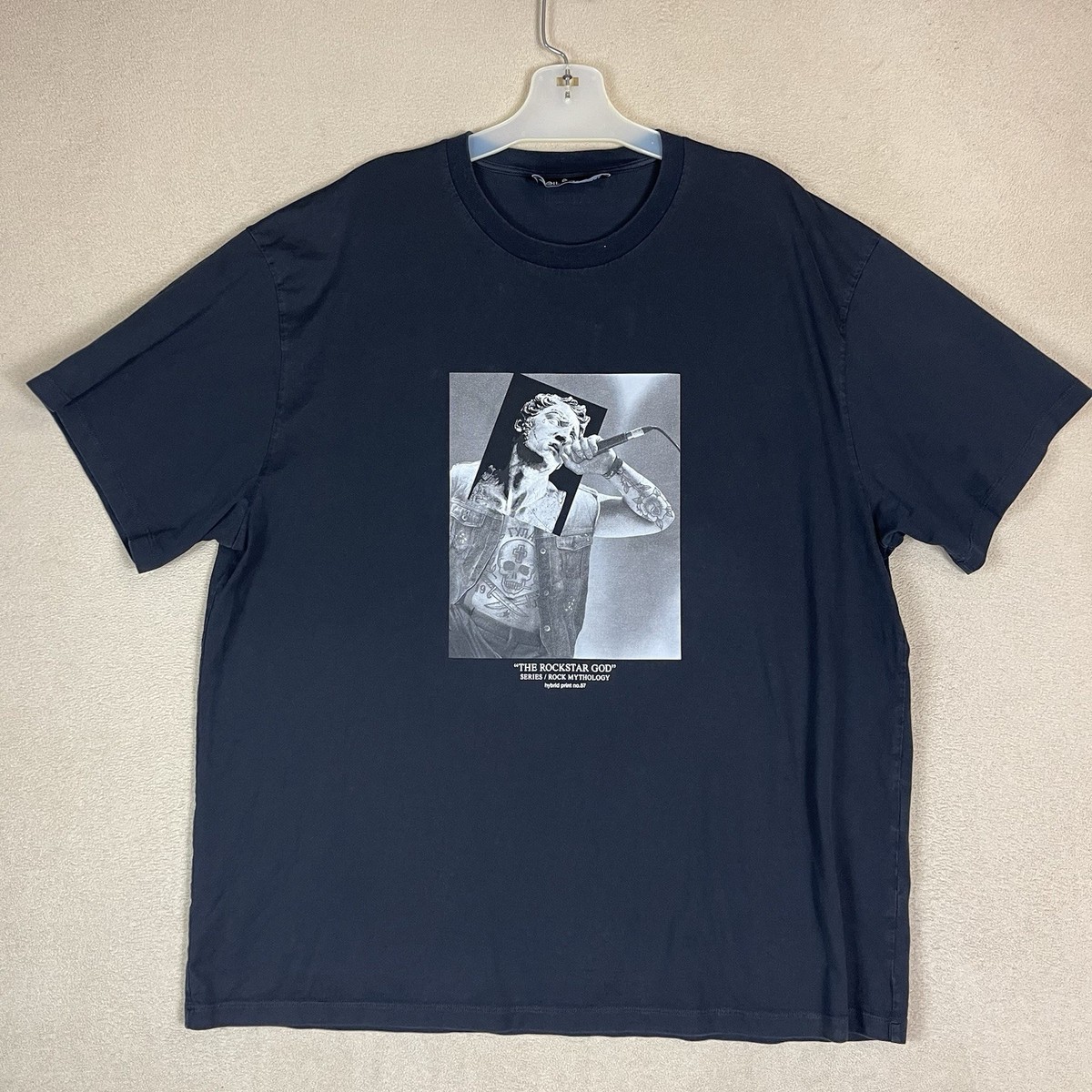 Neil Barrett T Shirt Mens L Black The Rockstar God Graphic Short 