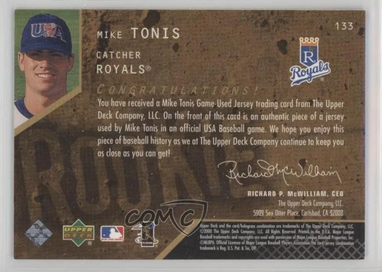 2000 Upper Deck Black Diamond Rookie Edition Jersey Gems Mike Tonis #133 RC - Image 2 of 2