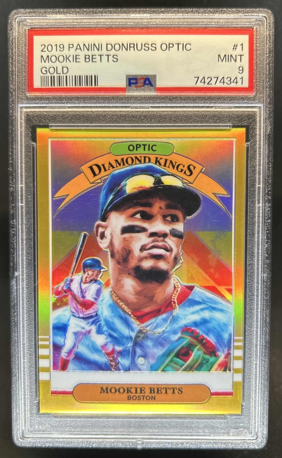 2019 Panini Donruss Optic Mookie Betts Gold Prizm Diamond Kings #/10 PSA 9