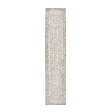 2'5"x12'1" Gray Fine Jacquard Hand Loomed Modern Design Wool and Silk Runner Rug