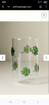 Anthropologie Shamrock Lovenotes Icon Tumbler Glass St. Patrick's Day