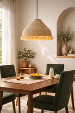 Bamboo Ceiling Light Shade Crocheted Natural Palm made.com Danae