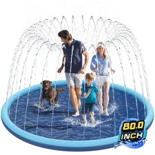 Non-Slip Splash Pad for Kids and Dog, 80" Extra Large Baby Play Mat, Dog Pool...