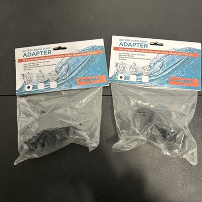 Lot of 2 - Active Aqua Bottom Draw Fittings Sump Pump Adapter 1/2'' NEW