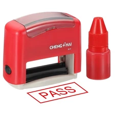 Pass Self Inking Stamp Ink Stamp, Office Stamps with Red Ink