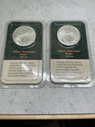 Lot of (2) 2000 $1 American Eagle .999 1 oz Pure Silver in Littleton Showpak BU