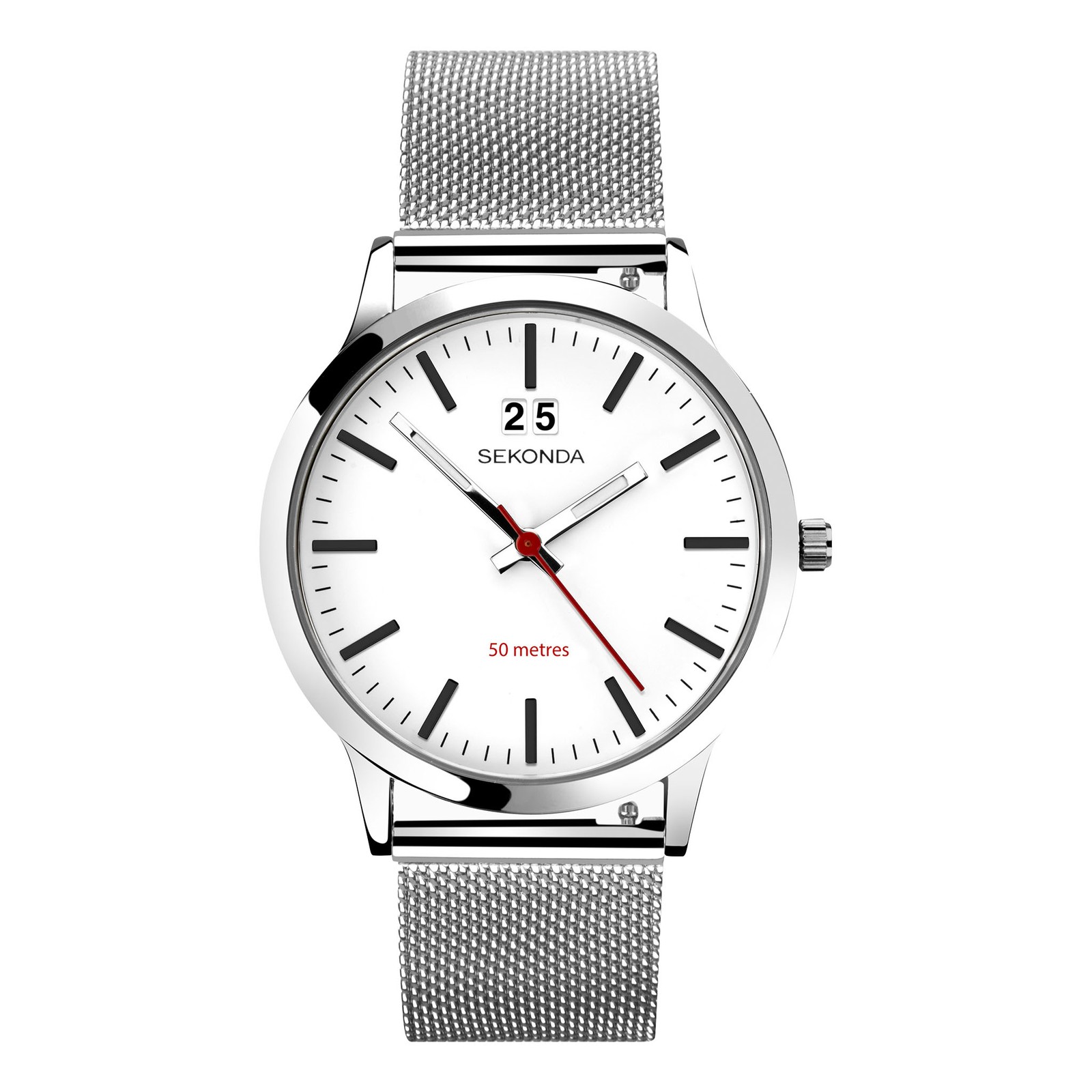 Sekonda Gents Silver-Tone Stainless Steel 40mm Casual Watch 1940