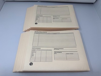Confidential Employee Personnel File Jacket Folder New Paperwork Sheets (Qty 12)