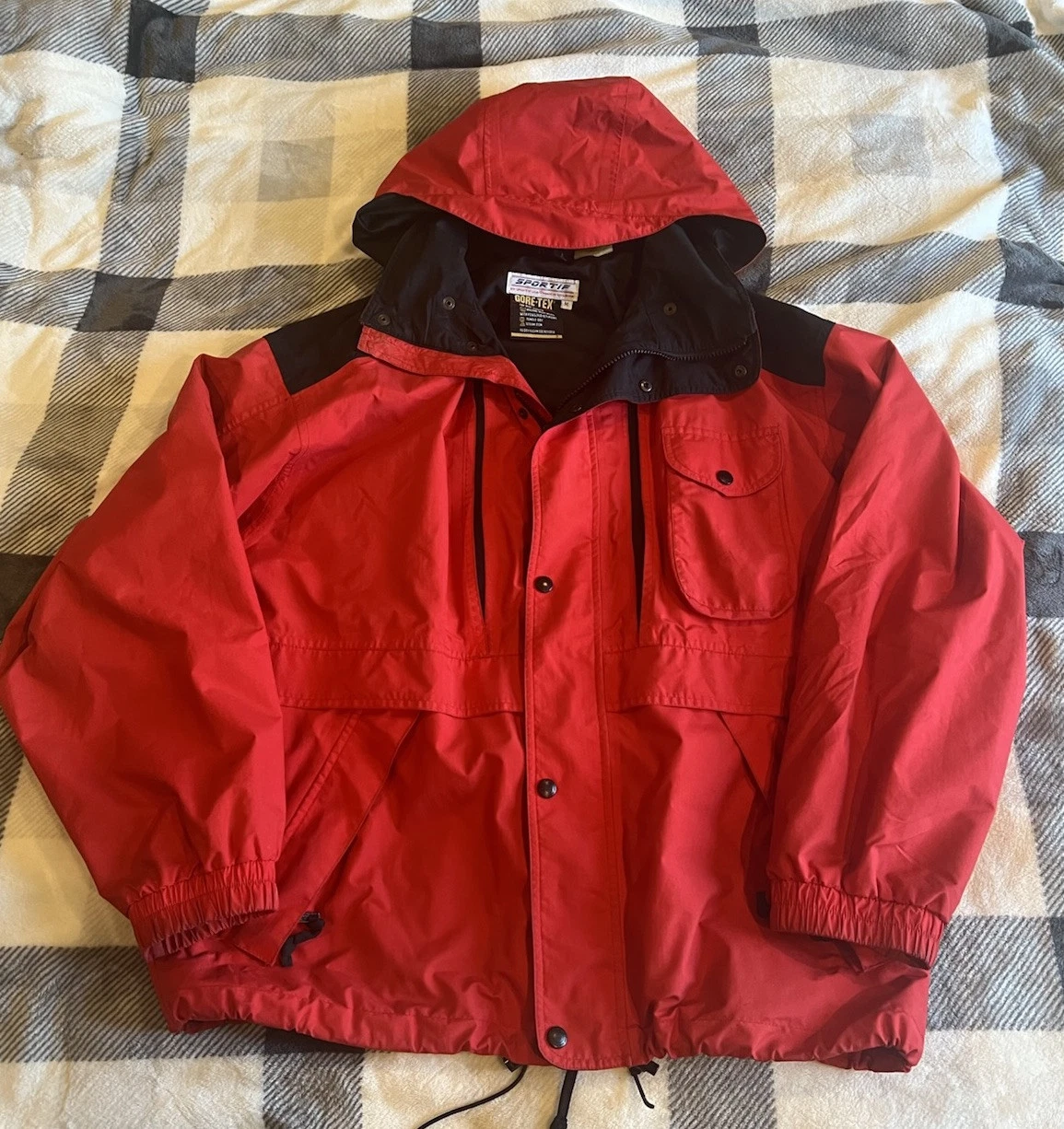 Sportif USA Gore-Tex Full Zip Jacket Mens Size Medium Red 90s