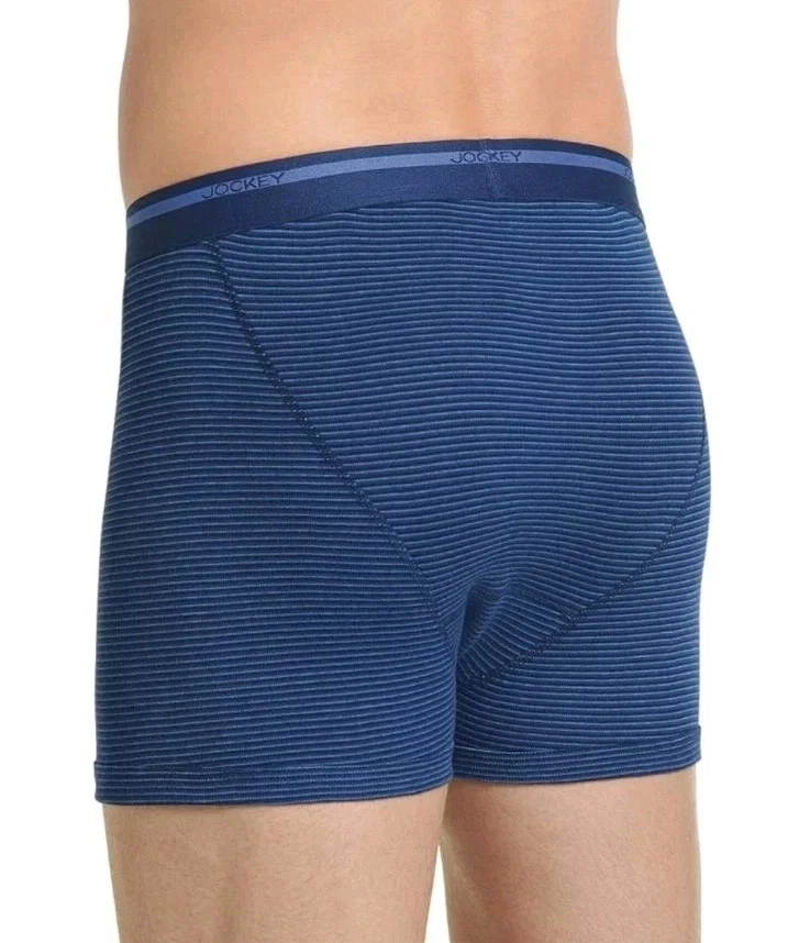 Cueca Boxer Jockey Masculina Clássica 5" Cintura Completa, Pacote com 3, Multi-Azul - Imagem 3 de 4
