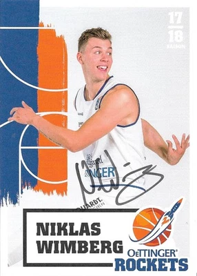 Niklas Wimberg. Oettinger Rockets. 2017/18. Original signierte Autogrammkarte. - Bild 1 von 2
