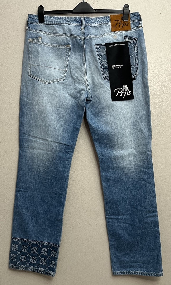 PRPS Barracuda Relaxed Fit Distressed Jeans Pants Indigo Mens Size