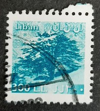 Lebanon: 2000 - Cedar Trees - 300L£ Dark Turquoise Blue - Used Stamp