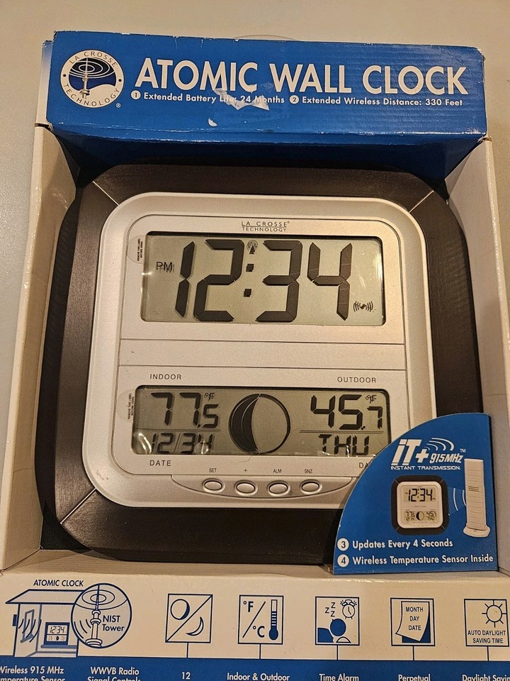 Nib Retired Ws 8418u It Atomic Digital Wall Clock With Moon Phase Ebay