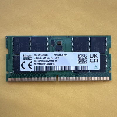 SK hynix 32GB DDR5-6400B CSODIMM 2Rx8 Laptop RAM HMCG88AHBVA327N AA