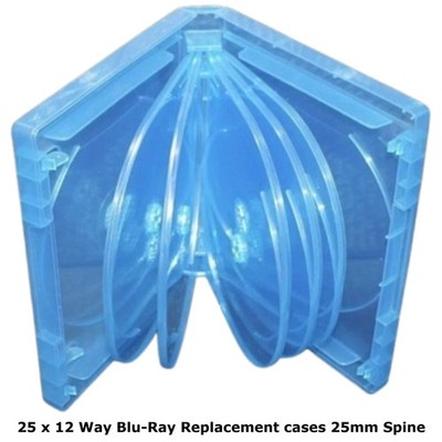 25 x 12 Wege Blu Ray Hüllen 25mm Brandneu 12 Discs Ersatz Blau Blu-Ray Hüllen