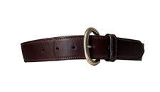 EDDIE BAUER MADE IN USA BROWN LEATHER BELT SOLID BRASS BUCKLE WOMEN'S SIZE LARGE
