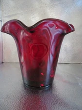 Fenton RUBY RED VASE-Stretch Ruffled Vase- 6" TALL- 4751 RU  NEW ! FREE SHIPPING