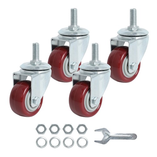 Swivel Caster Wheels 2 Inch Heavy Duty Threaded Stem Casters 3/8"-16x1 Set of...
