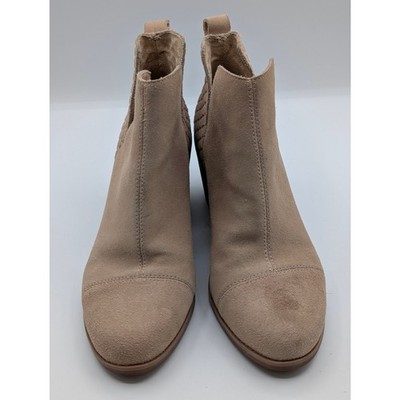 TOMS Everly Chelsea Suede Booties Stacked Heel Size 9