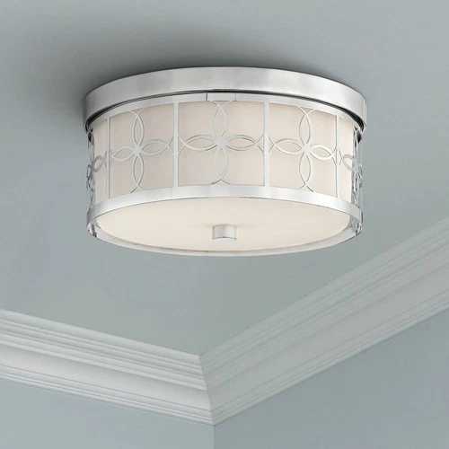 Anniversary 13 1/2" Wide Polished Nickel Drum Ceiling Light - Picture 1 of 4