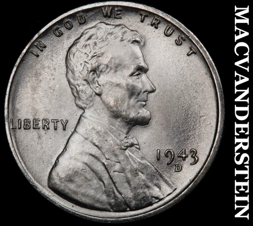 1943-D Lincoln Wheat Cent- Choice Gem Brilliant Uncirculated Luster #J1975
