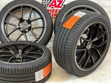 19" Wheels w Tires Fit Mercedes Benz C Class E Class Black Machine 19x8 19x9