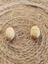 Handmade Egyptian Scarab Earrings – Ancient Symbol of Protection & Luck