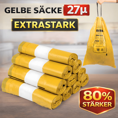 NEU extra starker Gelber Sack, Gelbe Säcke, 90 Liter, 27µ (die stärksten!)