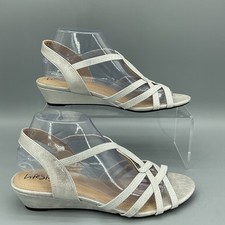 NEW Lifestride Women  s Yaya Wedge Sandals Silver Size 9M