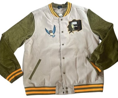 ジャケット・アウター lawgy 2way sleeve embroidery jacket Over the Garden Wall Varsity Jacket Owl EmbroideredBeige Green