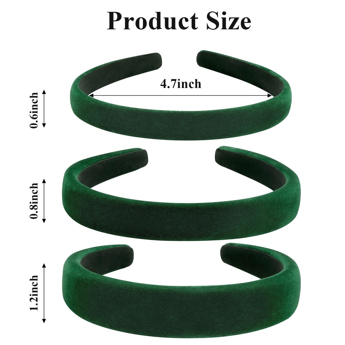 9291 Thick Green Velvet Wide Headband Soft Headband No Slip Comfortable Unique Bargains Velvet Knotted Headbands Hairband for Women  main image 3