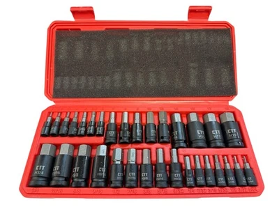 CALHAWK 32pc MASTER HEX BIT SET (SAE & METRIC) SOCKET SET STANDARD ALLEN 1/4" 3/8" 1/2"