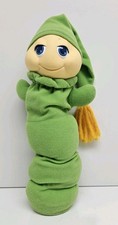 1982 Hasbro Gloworm Glow Worm Green Plush Lights Up Works 14"