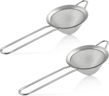 Fine Mesh Strainer Set of 2, 3.3 Inches Stainless Steel Tea Strainer with Long H