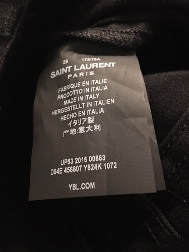 SAINT LAURENT Men’s Skinny Trousers Black Stretch Distressed Pockets Pants Sz 29 - Picture 11 of 12