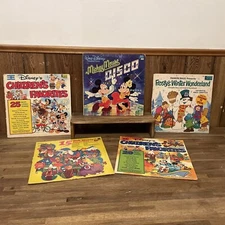 Lot Of 5 Vintage Disney Record Albums Frosty| Children’s Faces  Mickey Disco Etc