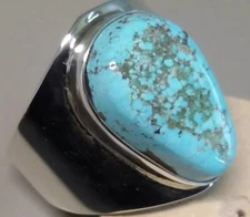 JACK TOM NAVAJO NEW CONTEMPORARY 25 GR. TURQUOISE RING SZ. 12.75