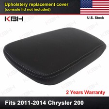 Fit 2011-2014 Chrysler 200 Center Console Lid Armrest Black Cover Gray Stitch