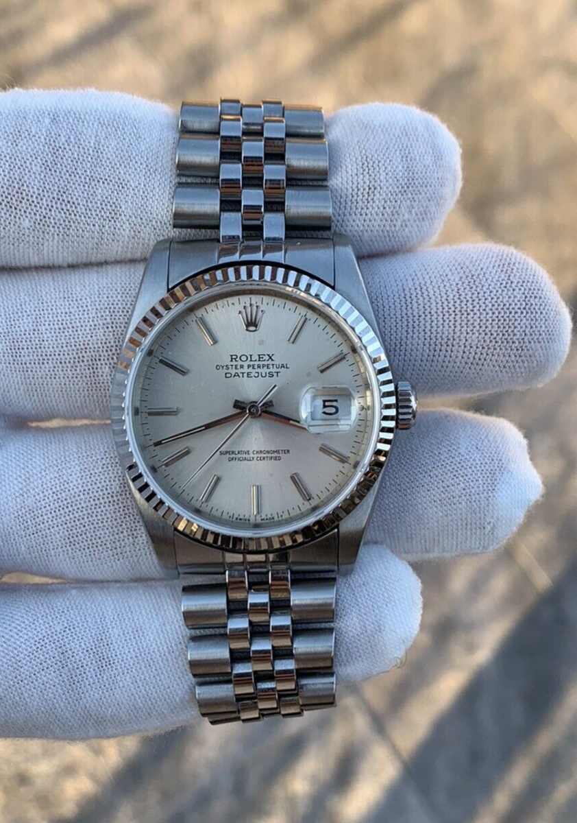 Rolex Datejust 16234 Silver Jubilee Bracelet with Silver Bezel
