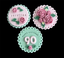 Birthday cupcake toppers edible fondant cake decoration roses Birthday Cake Idea