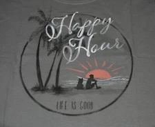 Medium NWT Women's Life is Good Happy Hour  Beach Dog Gray SS Crusher Scoop Tee
