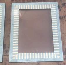 Vtg Natalini Inlaid Grn Crm Wood Photo Frame Picture Portrait 7.25”X9.25” (5”x7”